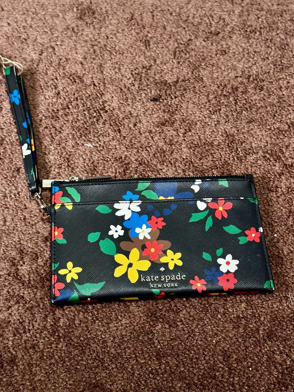 kate spade Black Floral Feminine Colorful Wristlet Card Holder